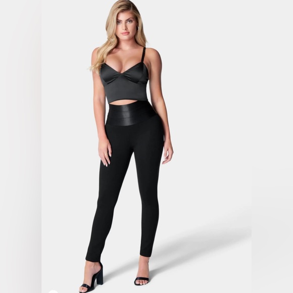 bebe Pants - BEBE satiny high waisted leggings. NEVER WORN.